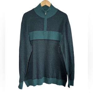 Fairlane Pullover Sweater Men's XXL Green Half Zip Cashmere Blend Knit Preppy